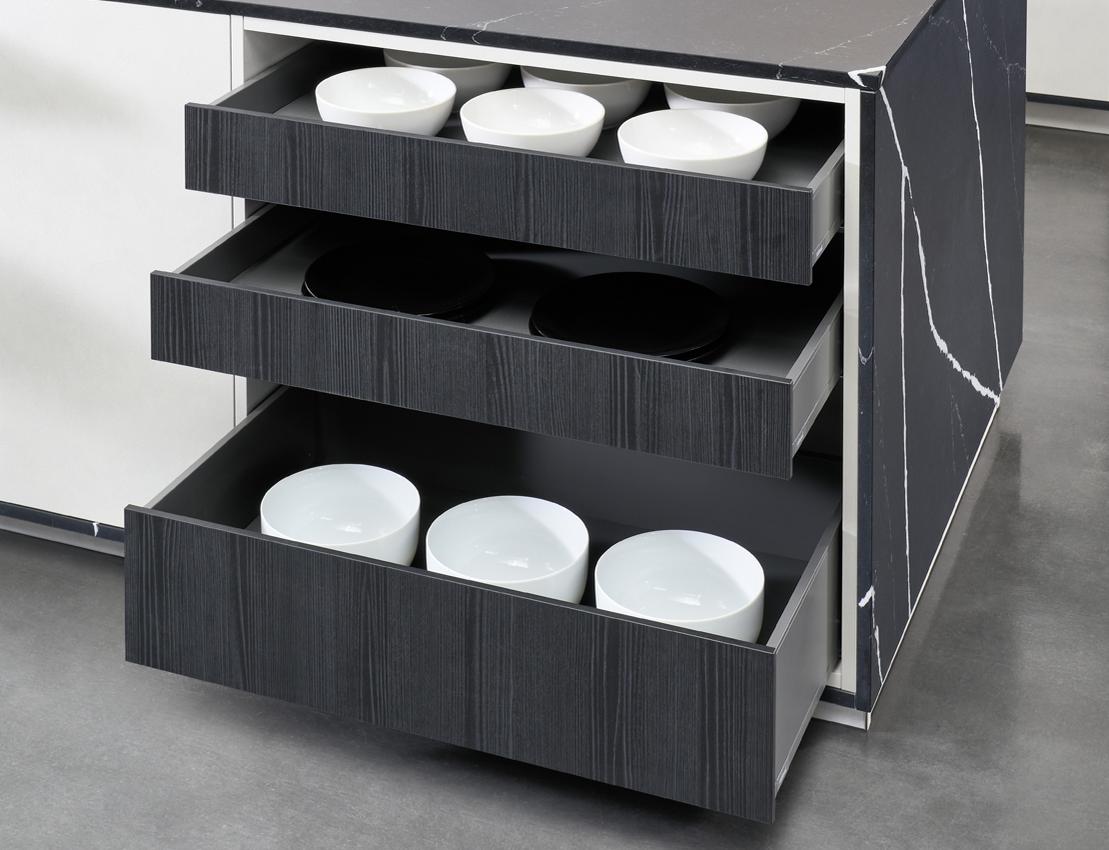 Kit de cajones de extracción total para dormitorio baño cocina oficina -  Nuevo diseño SLIM, capacidad 40kg, guías sincronizadas